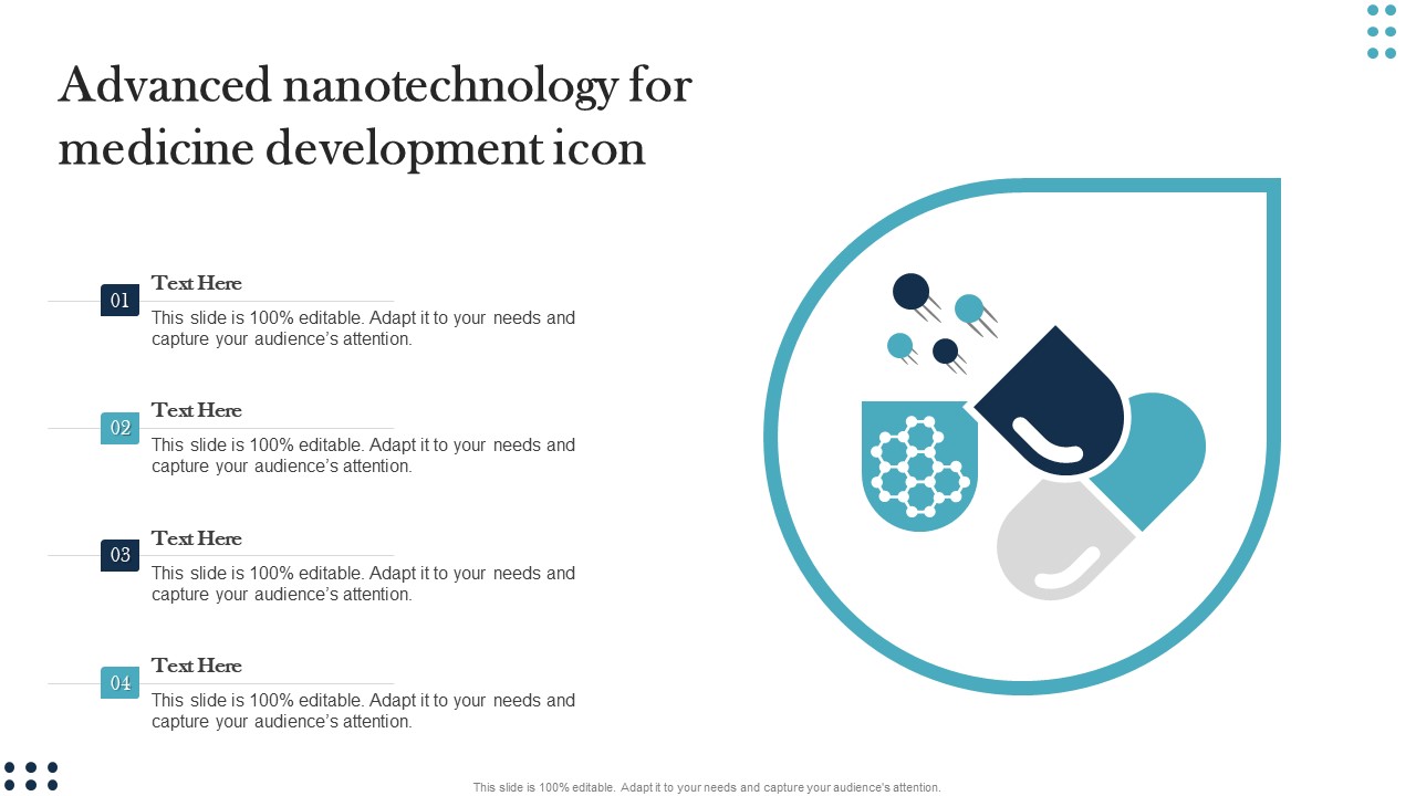 Advanced Nanotechnology For Medicine Development Icon Professional PDF