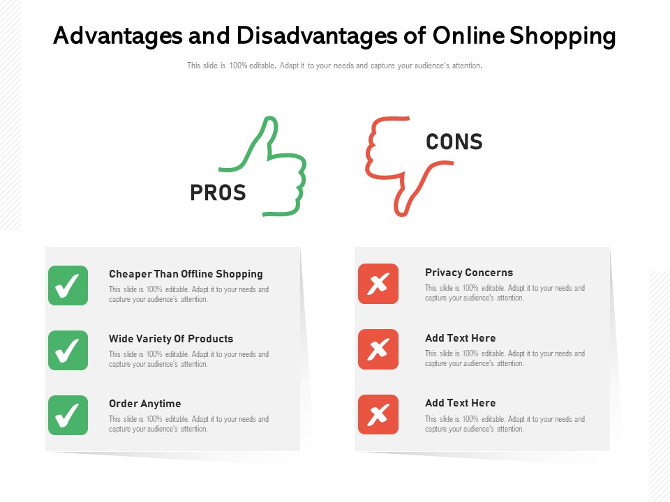 Advantages And Disadvantages Of Online Shopping Ppt PowerPoint Presentation File Designs PDF