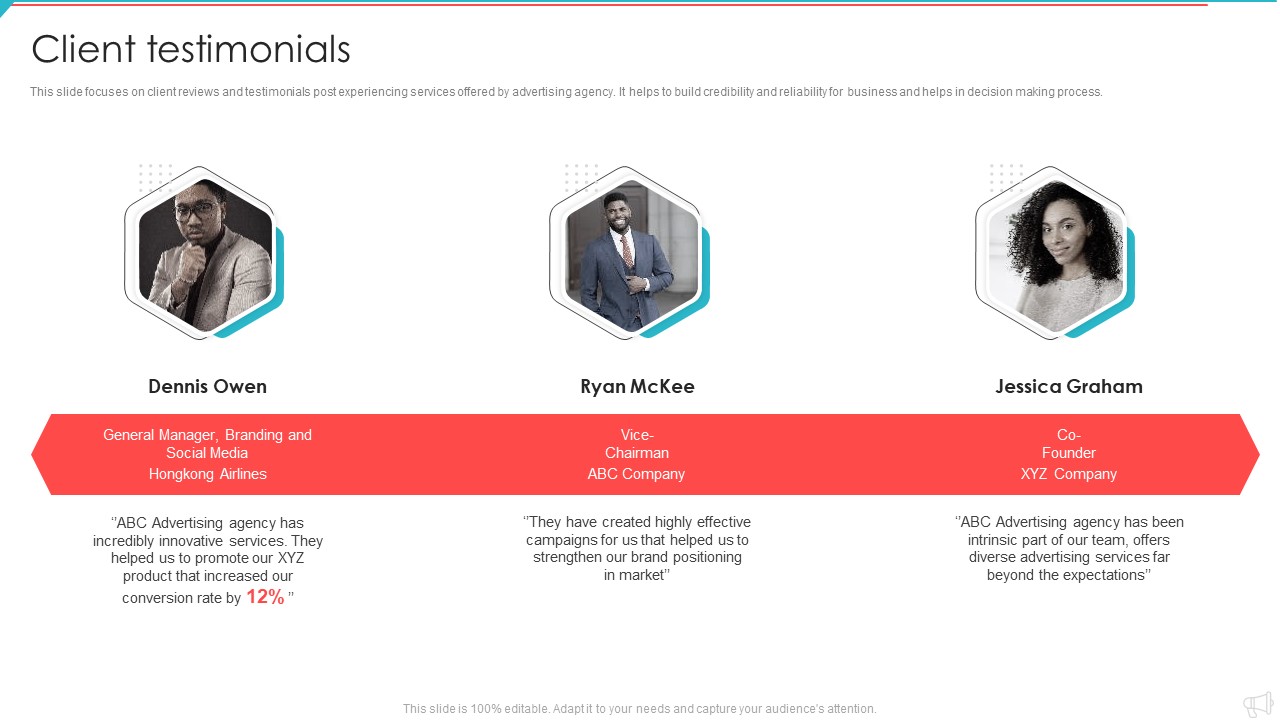 Advertisement And Marketing Agency Company Profile Client Testimonials Mockup PDF