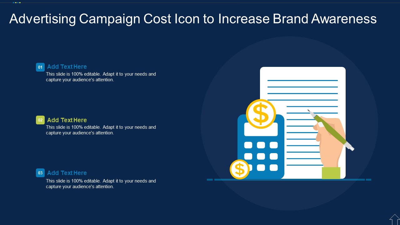 Advertising Campaign Cost Icon To Increase Brand Awareness Icons PDF