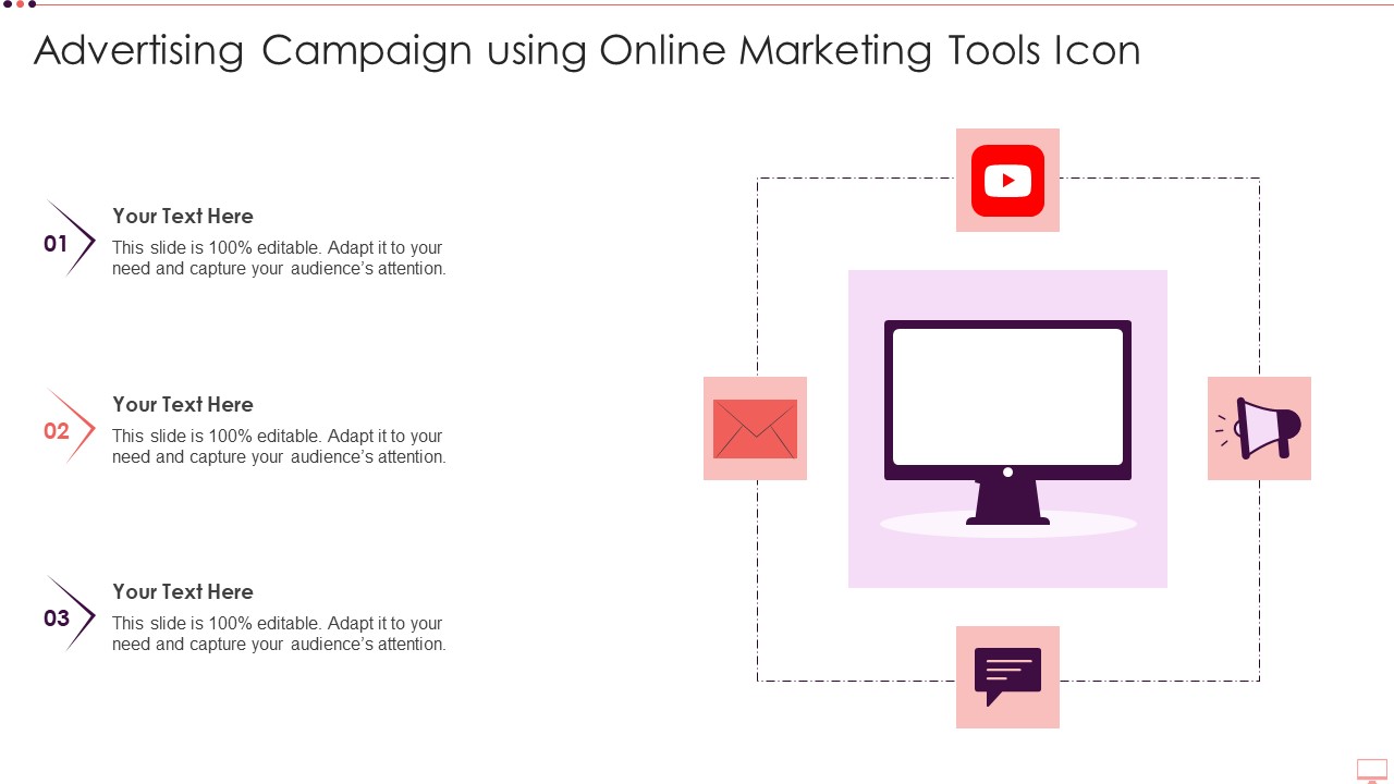 Advertising Campaign Using Online Marketing Tools Icon Elements PDF