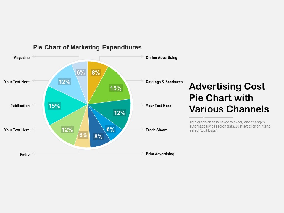 Advertising Cost Pie Chart With Various Channels Ppt PowerPoint Presentation File Styles PDF
