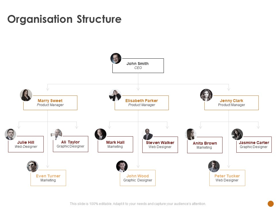 Advertising Existing Products And Services In The Target Market Organisation Structure Ppt Model Skills PDF