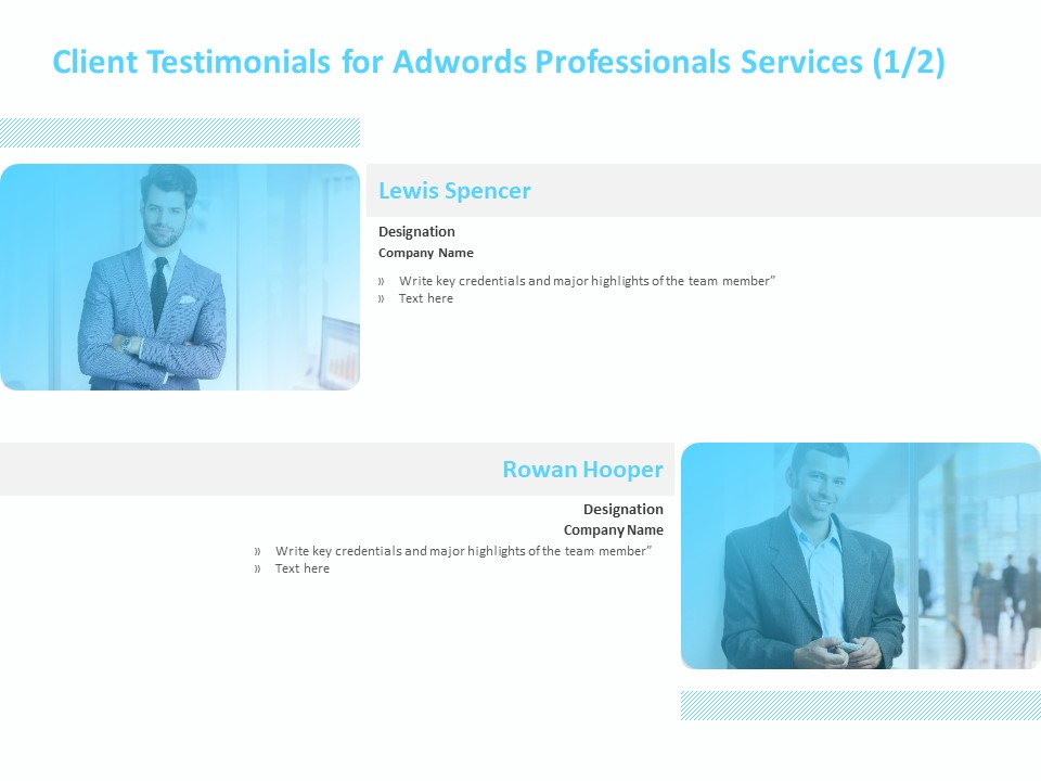 Adwords PPC Client Testimonials For Adwords Professionals Services Ppt Outline File Formats