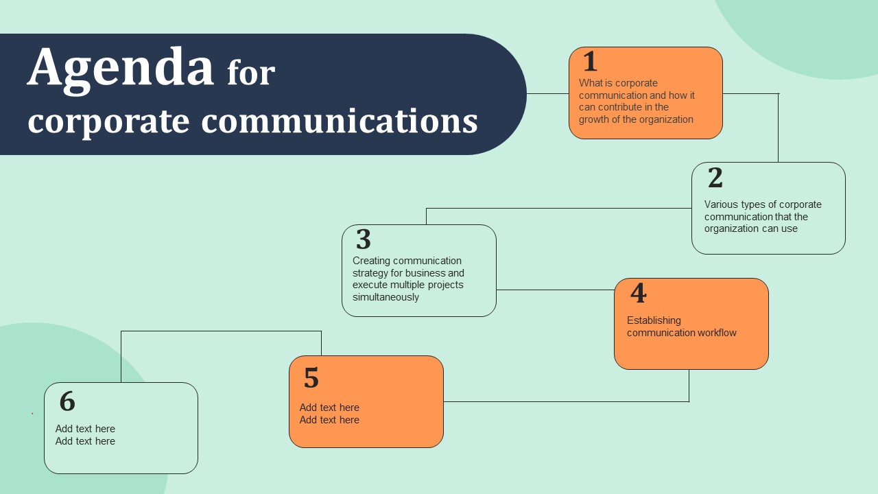 Agenda For Corporate Communications Clipart PDF