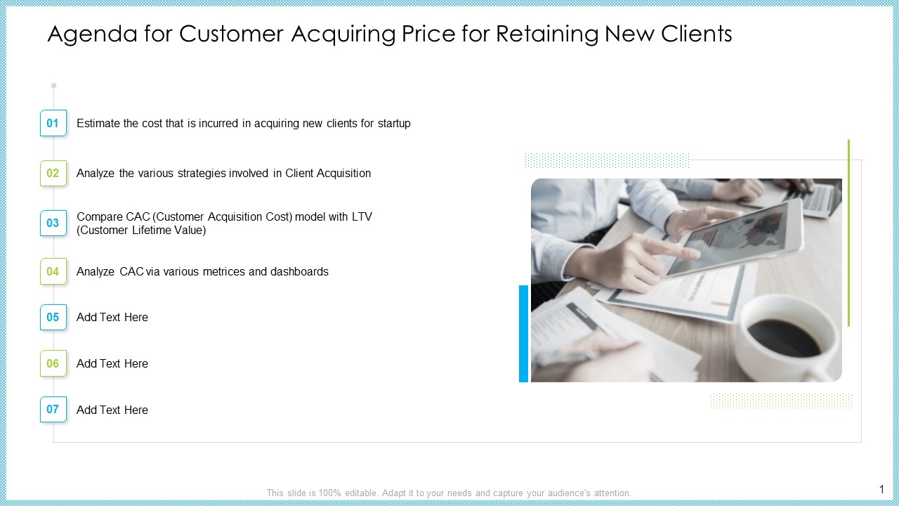 Agenda For Customer Acquiring Price For Retaining New Clients Structure PDF