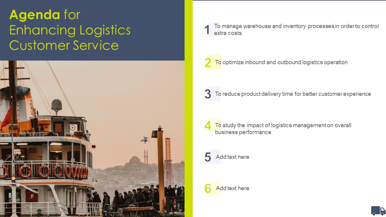 Agenda For Enhancing Logistics Customer Service Ppt Portfolio Example File PDF