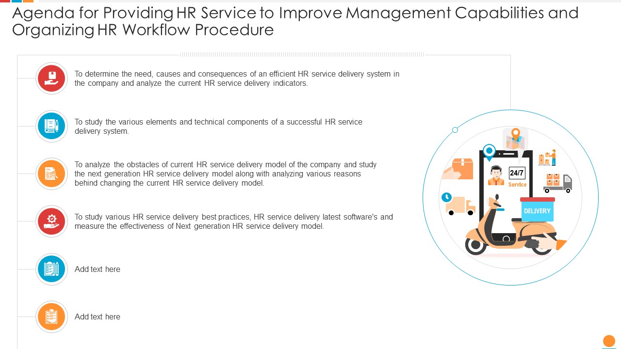 Agenda For Providing HR Service To Improve Management Capabilities And Organizing HR Workflow Procedure Infographics PDF