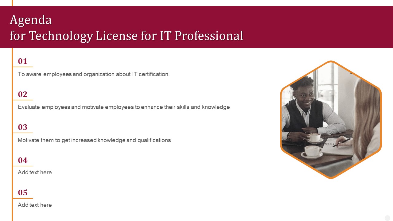 Agenda For Technology License For IT Professional Sample PDF