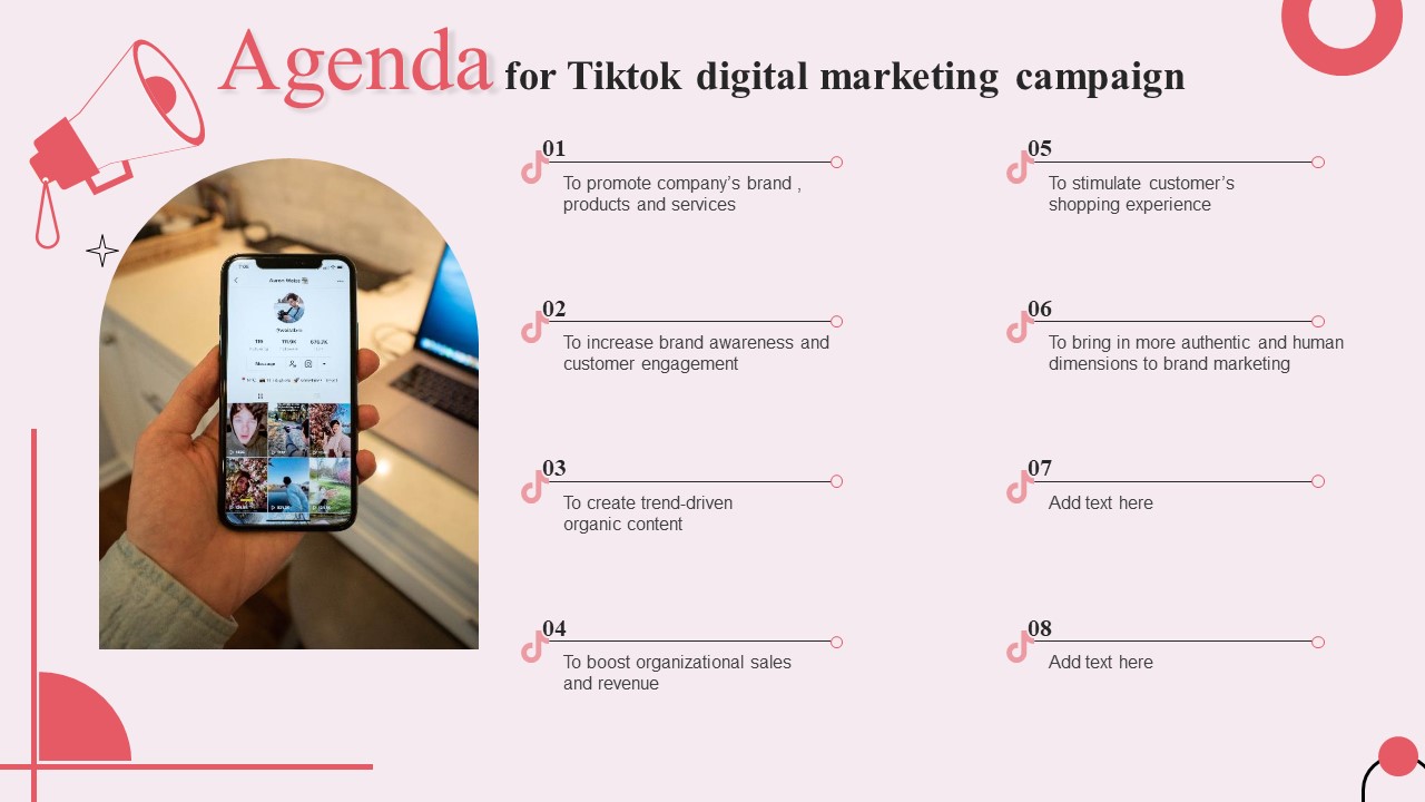 Agenda For Tiktok Digital Marketing Campaign Background PDF