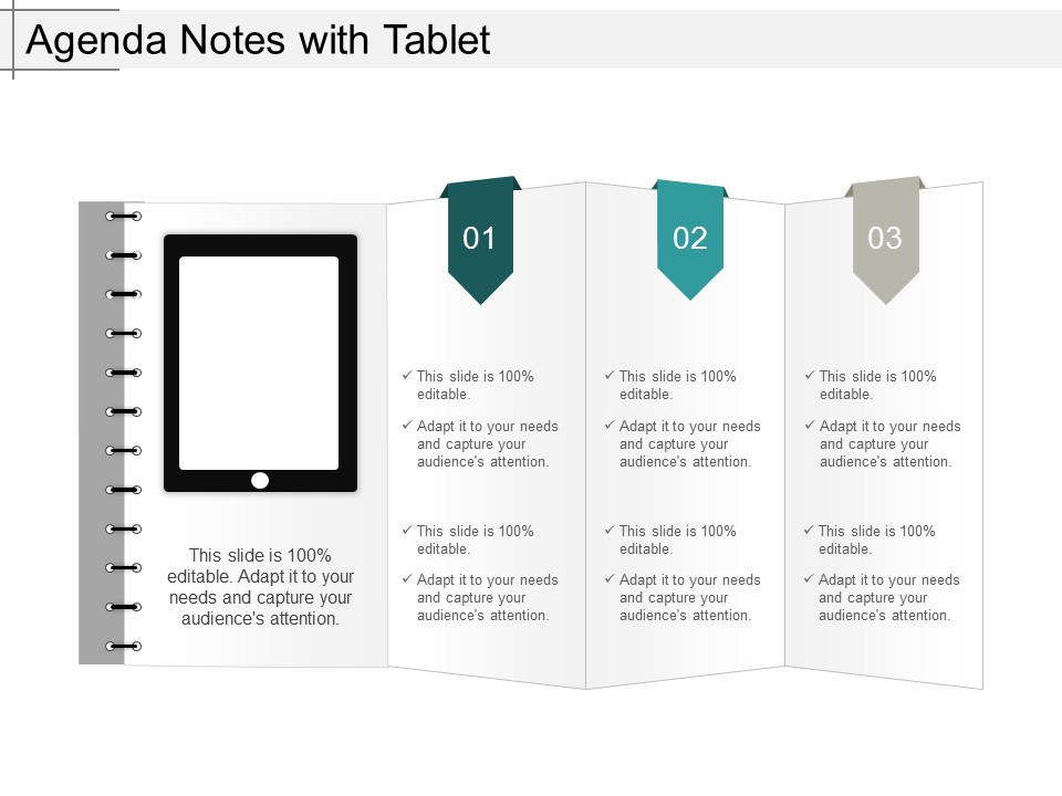 Agenda Notes With Tablet Ppt PowerPoint Presentation Slides Rules