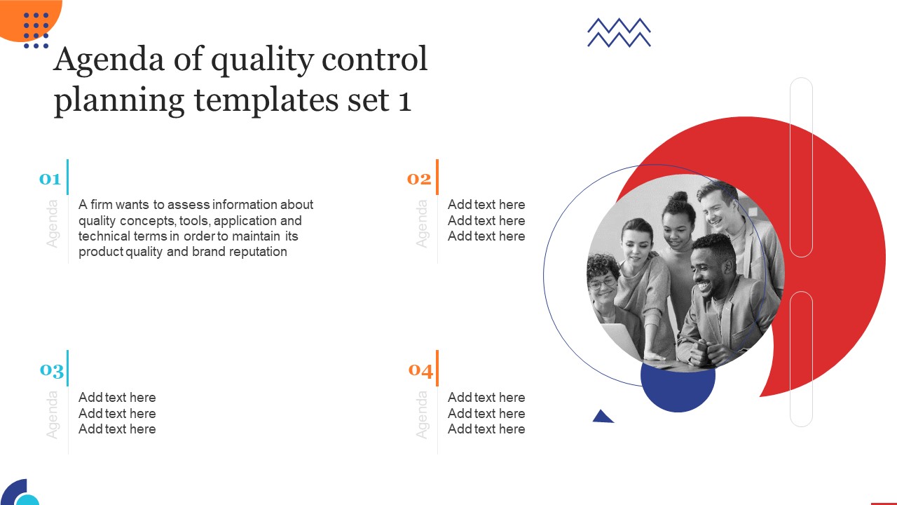 Agenda Of Quality Control Planning Templates Set 1 Diagrams PDF