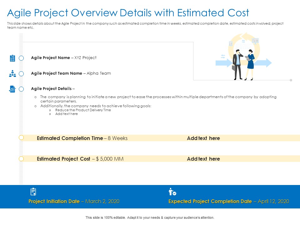 Agile Best Practices For Effective Team Agile Project Overview Details With Estimated Cost Slides PDF