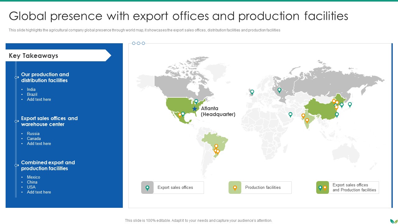 Agricultural Business Company Profile Global Presence With Export Offices And Production Facilities Professional PDF
