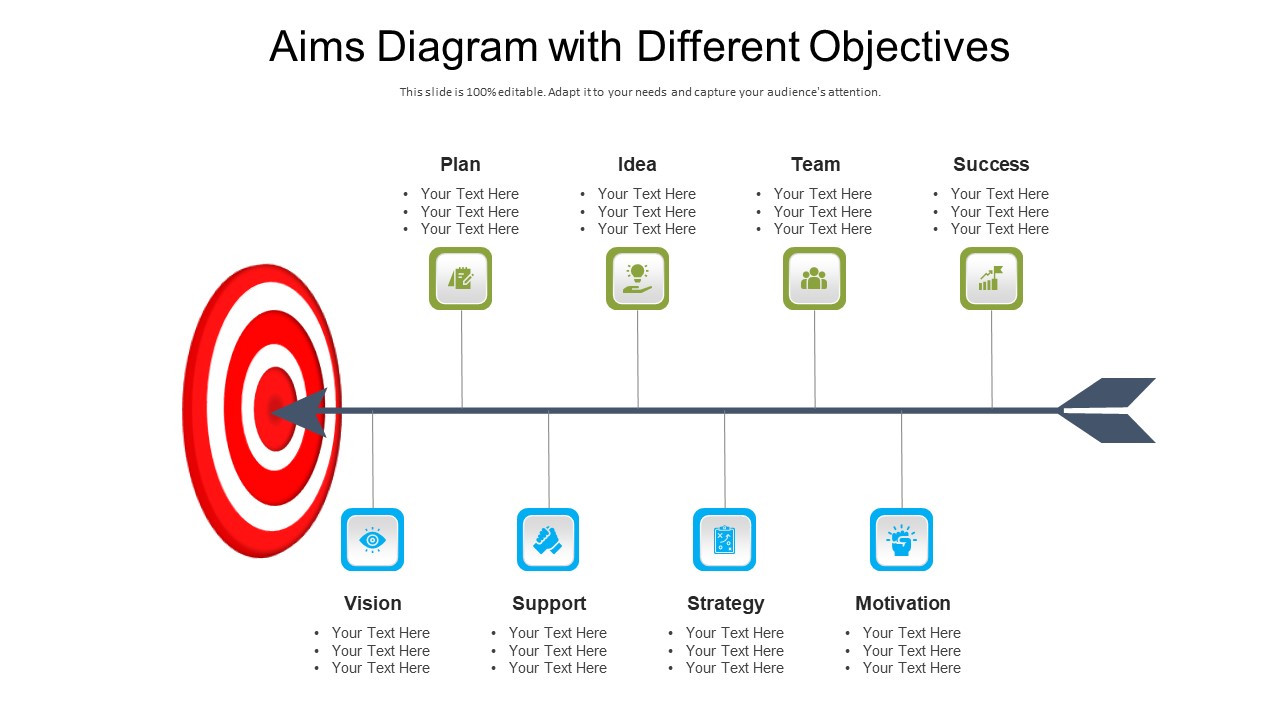 Aims Diagram With Different Objectives Ppt PowerPoint Presentation File Portfolio PDF