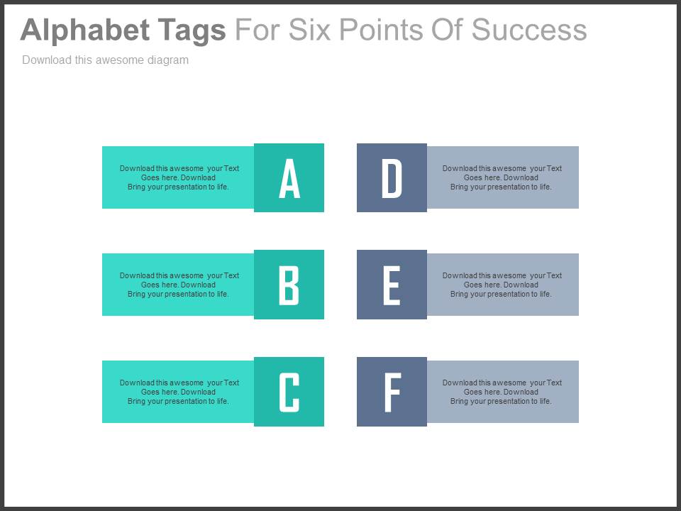 Alphabet Tags For Agenda Slide Powerpoint Slides