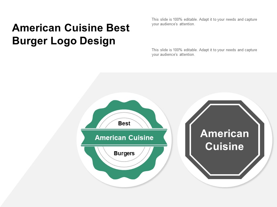 American Cuisine Best Burger Logo Design Ppt PowerPoint Presentation Model Introduction