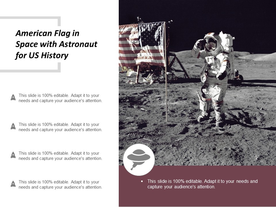 American Flag In Space With Astronaut For Us History Ppt Powerpoint Presentation Inspiration Infographic Template