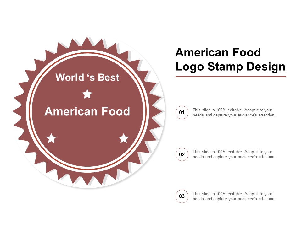 American Food Logo Stamp Design Ppt PowerPoint Presentation Summary Gallery