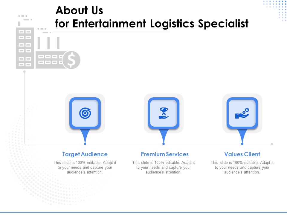 Amusement Event Coordinator About Us For Entertainment Logistics Specialist Ppt PowerPoint Presentation Infographic Template Skills PDF