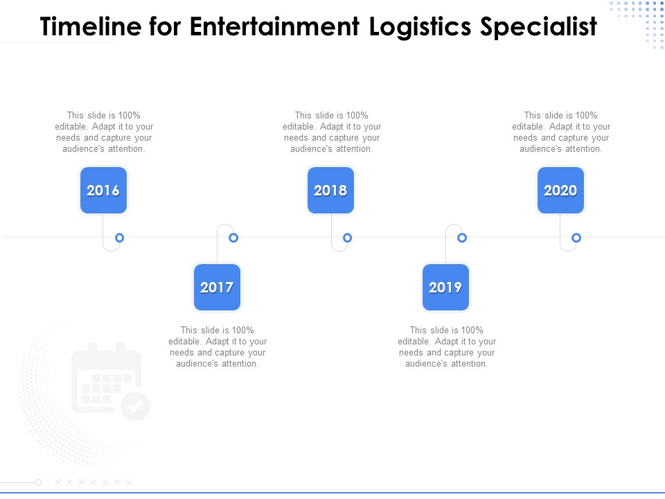 Amusement Event Coordinator Timeline For Entertainment Logistics Specialist Ppt Infographics Diagrams PDF