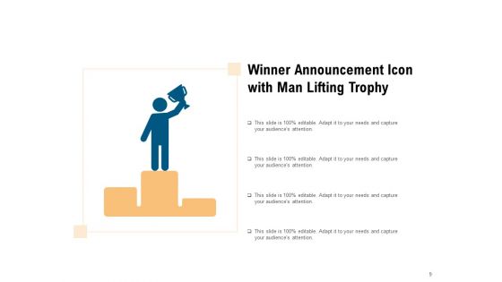 And The Winner Is Announcement Olympic Trophy Ppt PowerPoint Presentation Complete Deck