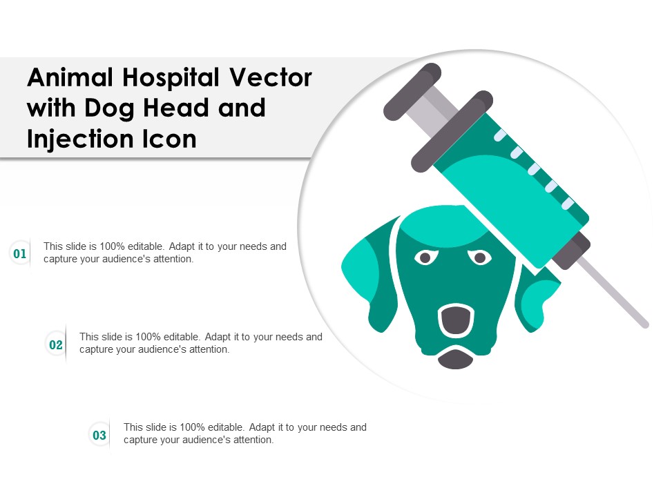 Animal Hospital Vector With Dog Head And Injection Icon Ppt PowerPoint Presentation Ideas Summary PDF
