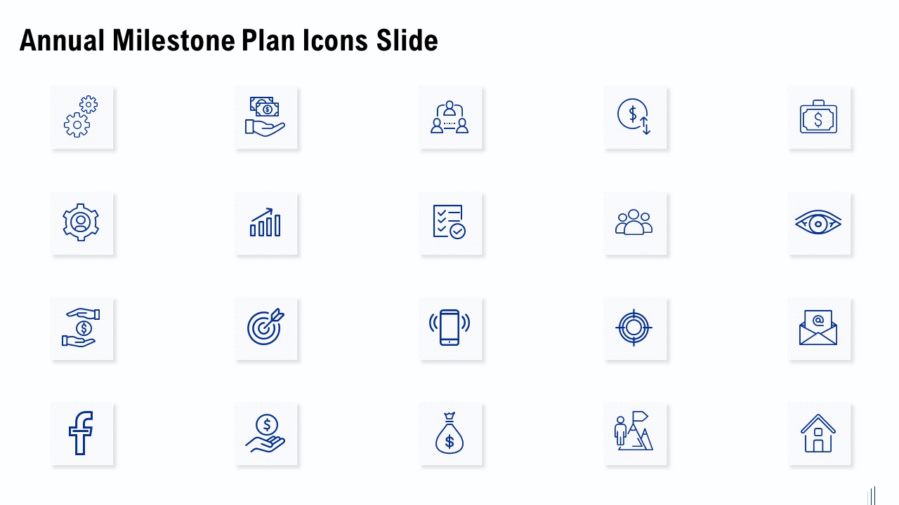Annual Milestone Plan Icons Slide Ppt Ideas Icons PDF