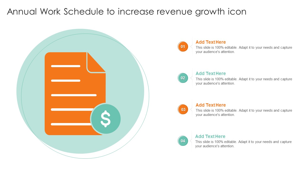 Annual Work Schedule To Increase Revenue Growth Icon Topics PDF
