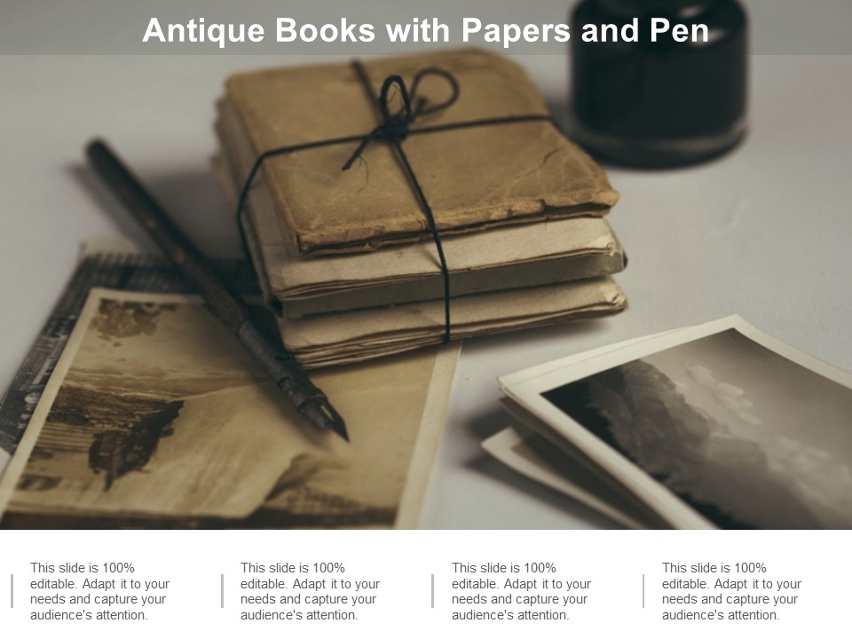Antique Books With Papers And Pen Ppt PowerPoint Presentation Ideas Objects Cpb
