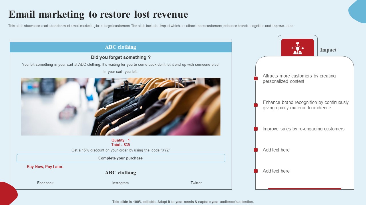 Apparel Ecommerce Business Strategy Email Marketing To Restore Lost Revenue Graphics PDF