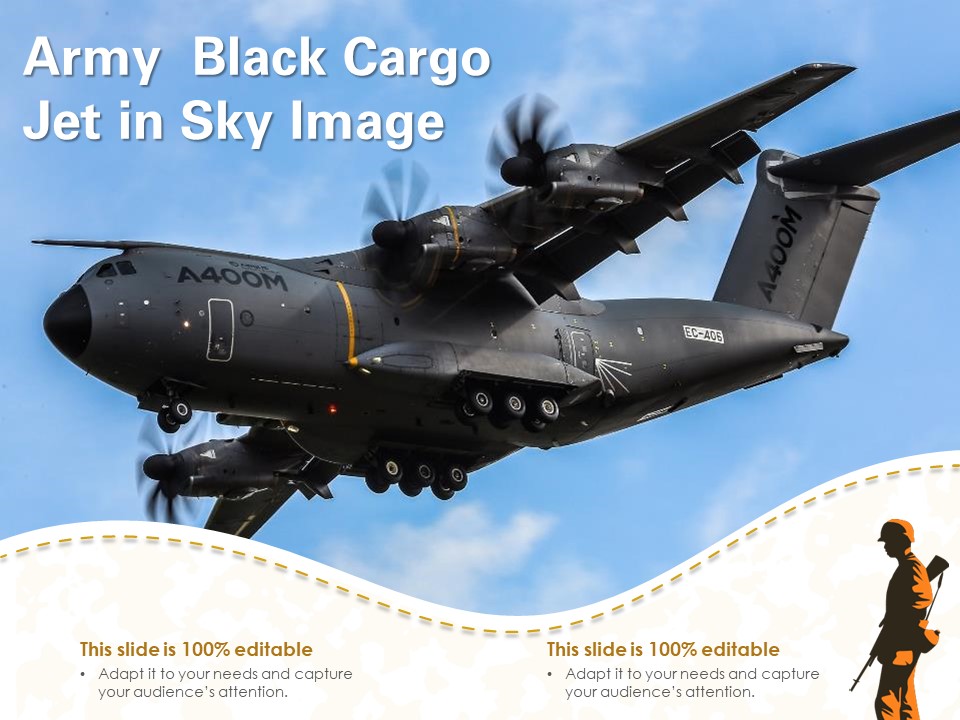 Army Black Cargo Jet In Sky Image Ppt PowerPoint Presentation Infographics Influencers PDF
