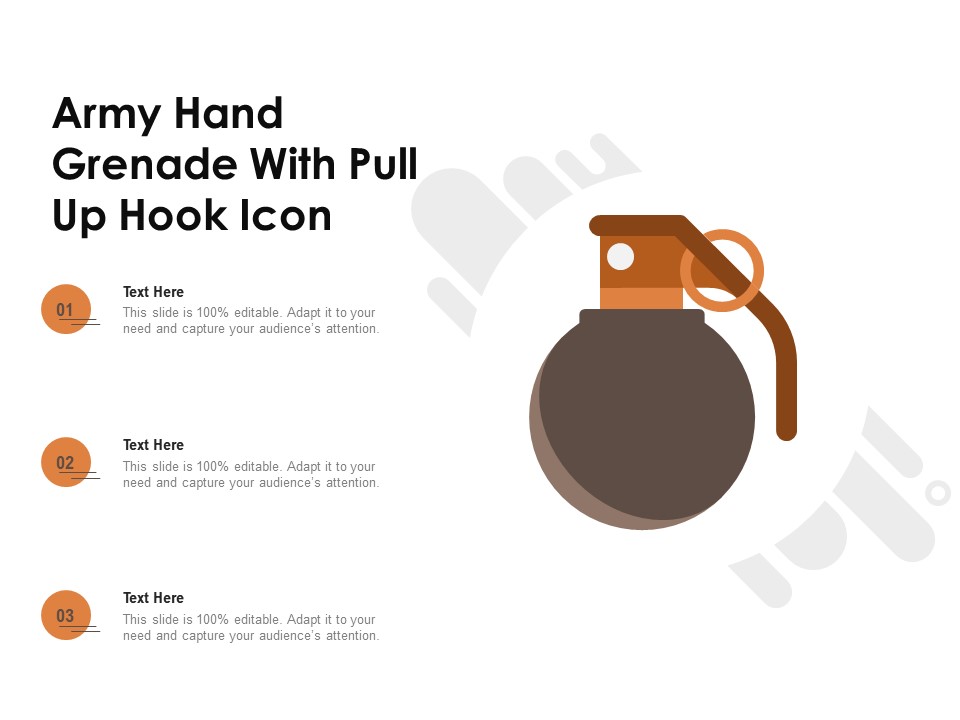 Army Hand Grenade With Pull Up Hook Icon Ppt PowerPoint Presentation Infographics Graphic Images PDF