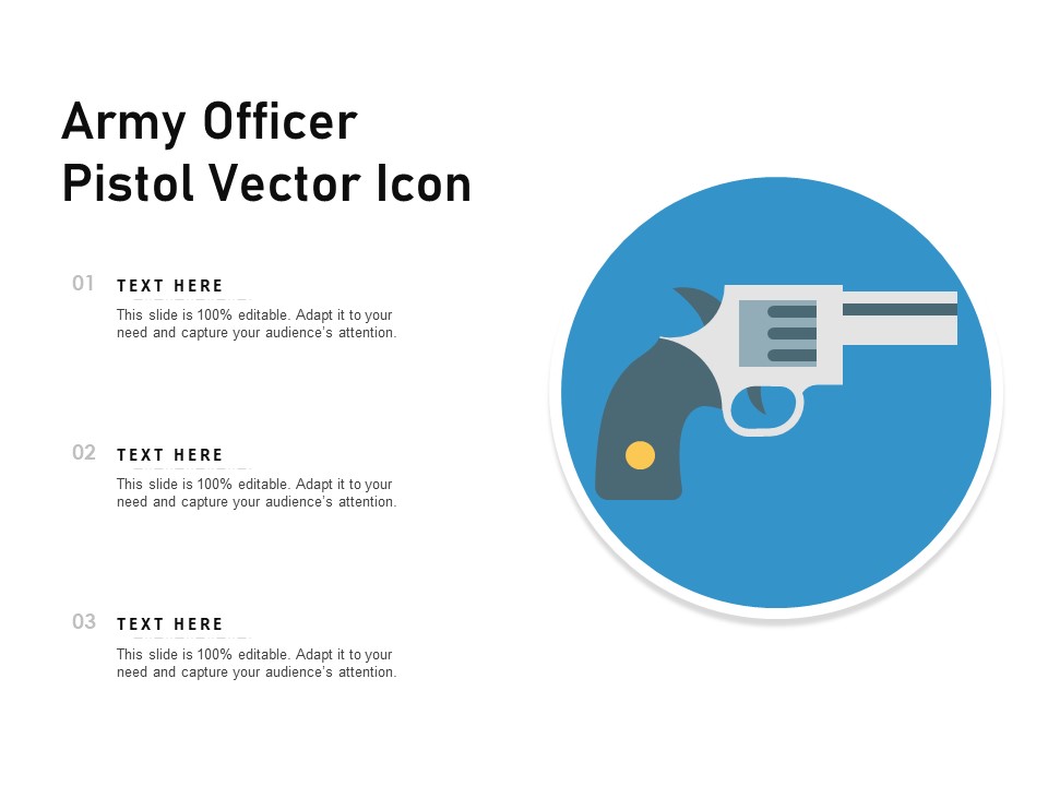 Army Officer Pistol Vector Icon Ppt PowerPoint Presentation Ideas Graphics Design PDF