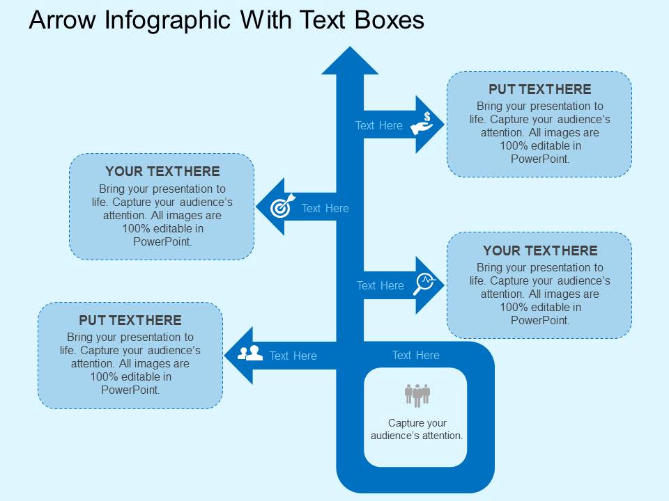 Arrow Infographic With Text Boxes Powerpoint Templates