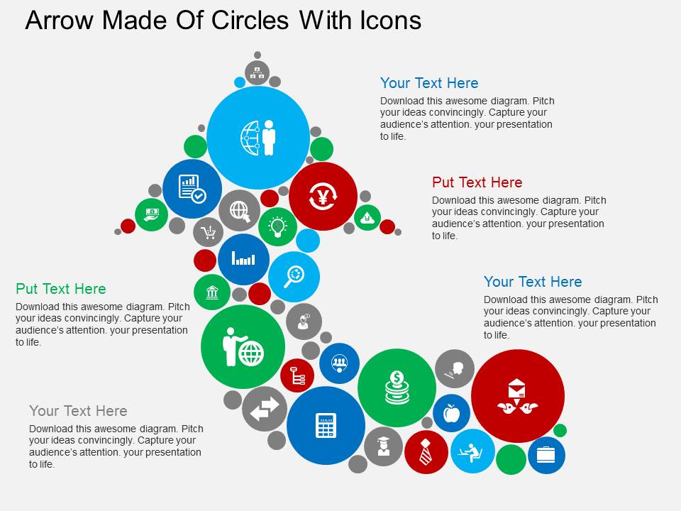 Arrow Made Of Circles With Icons Powerpoint Templates