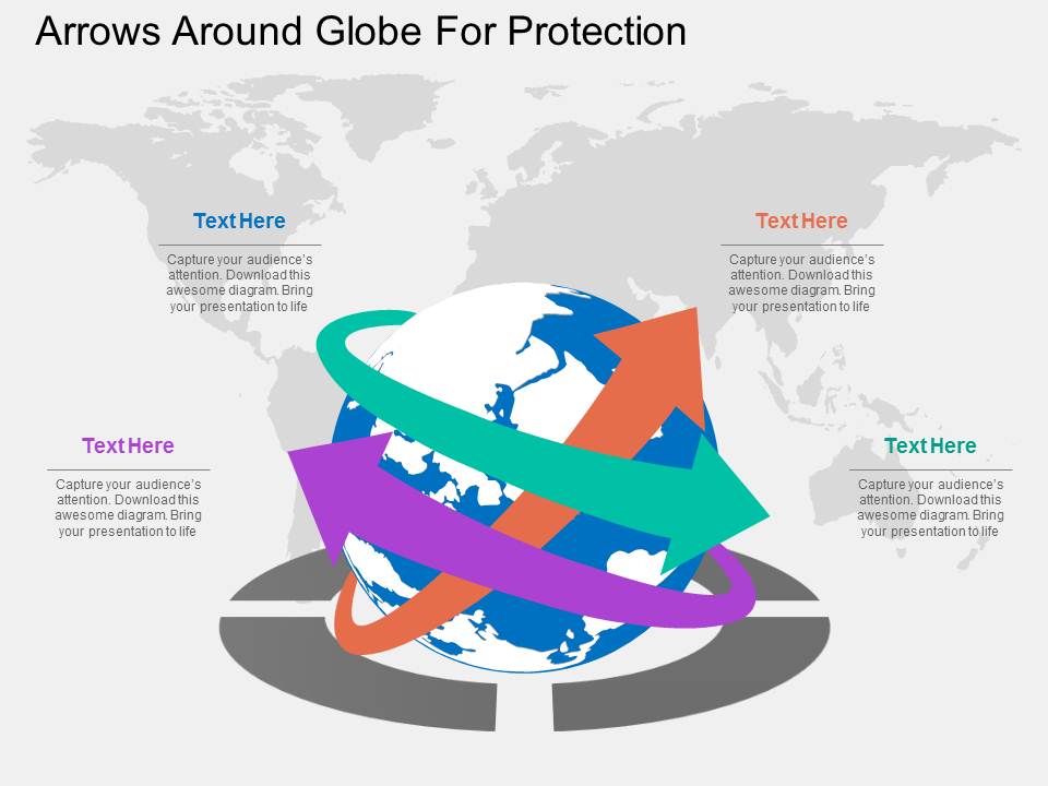 Arrows Around Globe For Protection Powerpoint Templates