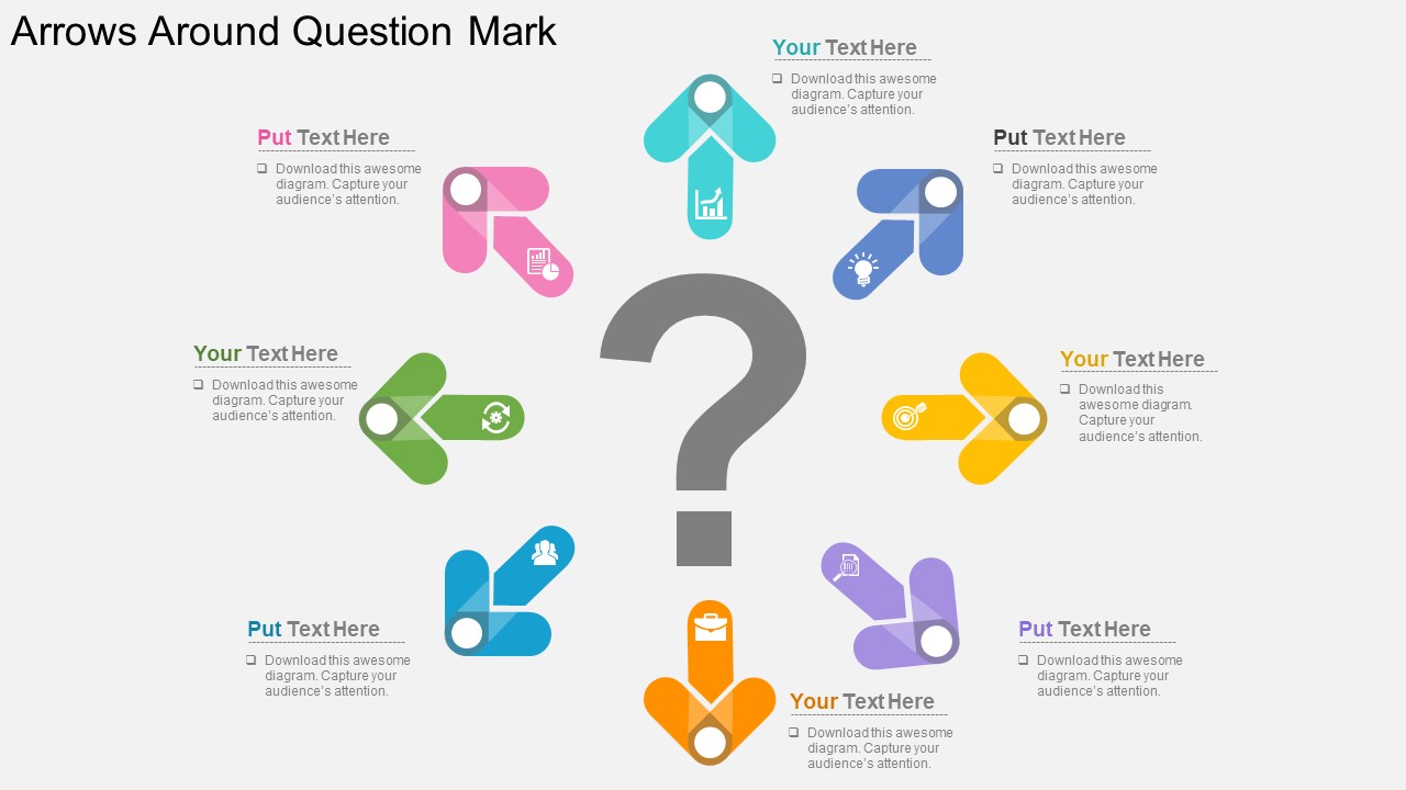 Arrows Around Question Mark Powerpoint Templates