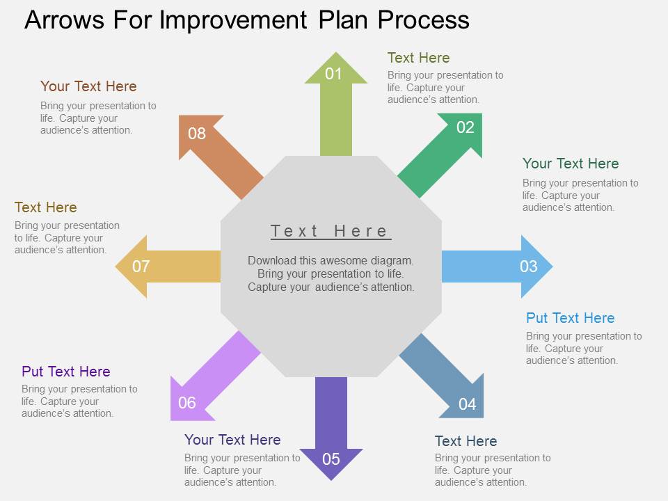 Arrows For Improvement Plan Process Powerpoint Templates