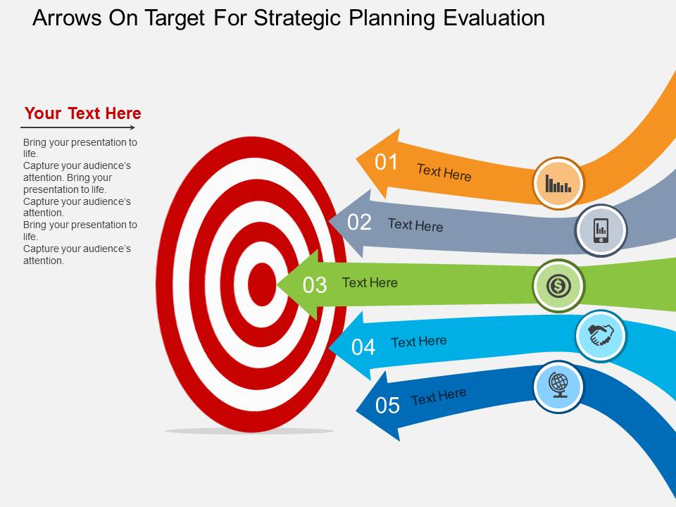 Arrows On Target For Strategic Planning Evaluation Powerpoint Template