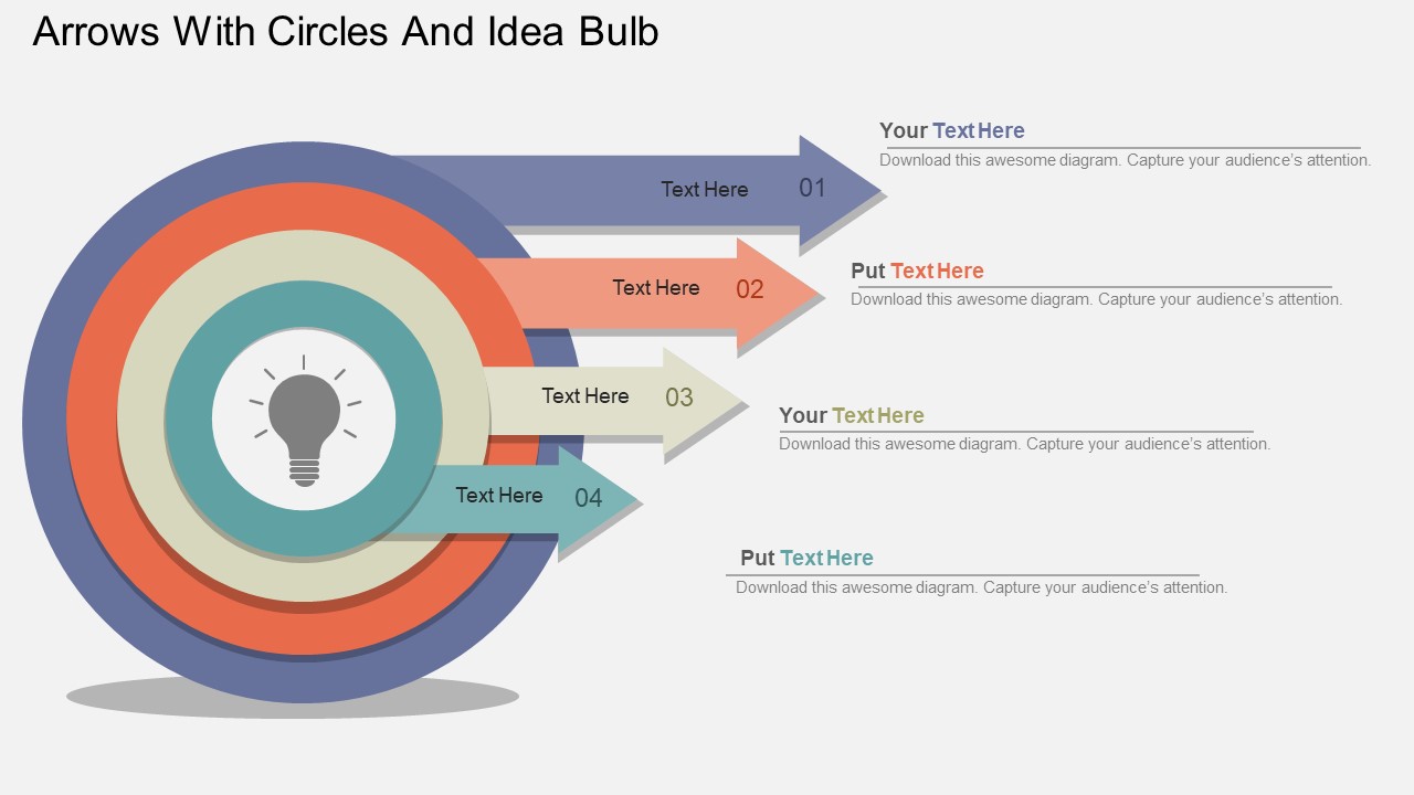Arrows With Circles And Idea Bulb Powerpoint Template