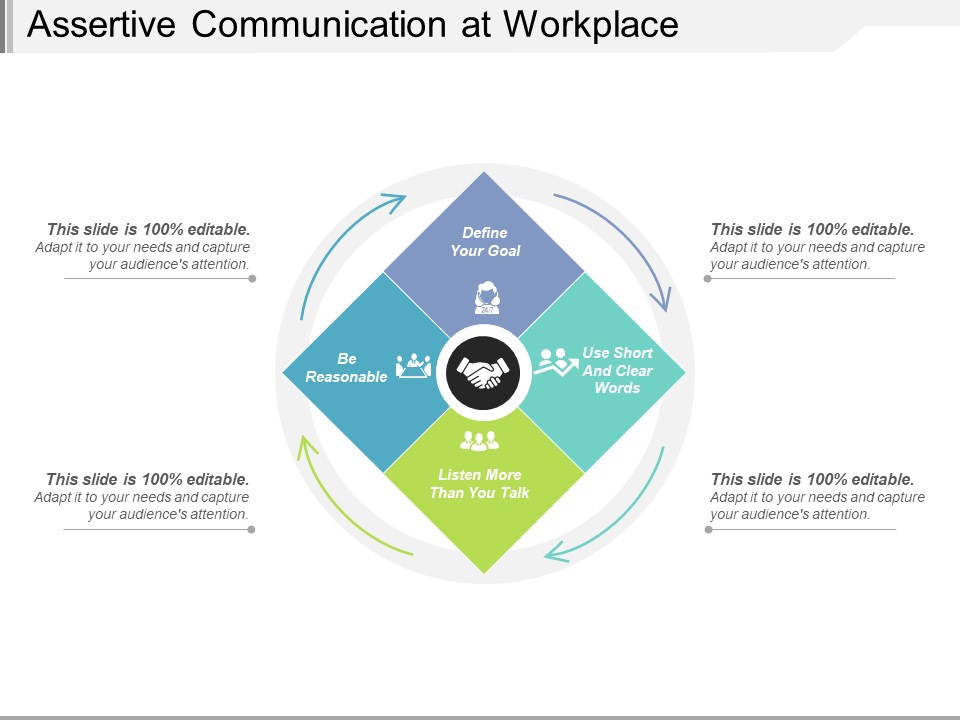 Assertive Communication At Workplace Ppt PowerPoint Presentation File Slides PDF