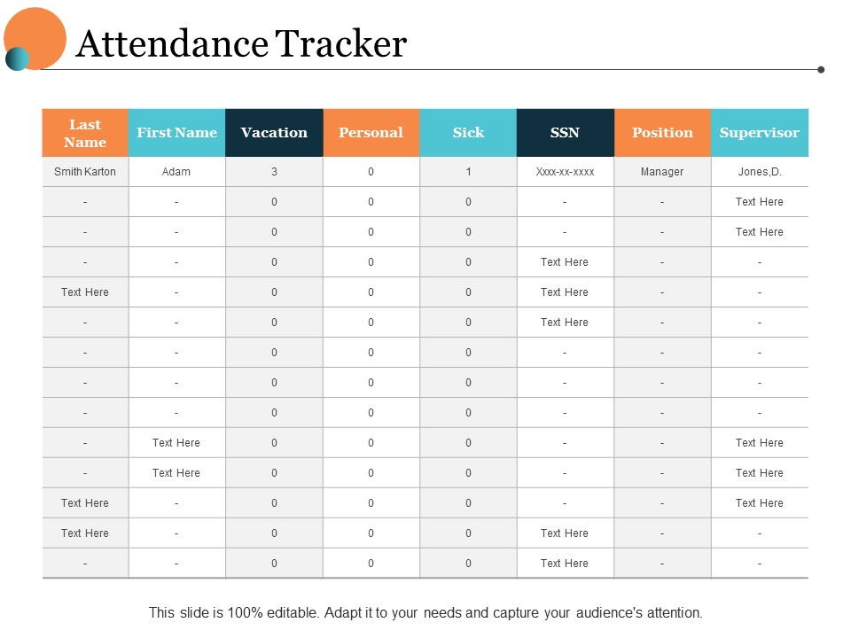 Attendance Tracker Ppt PowerPoint Presentation Clipart