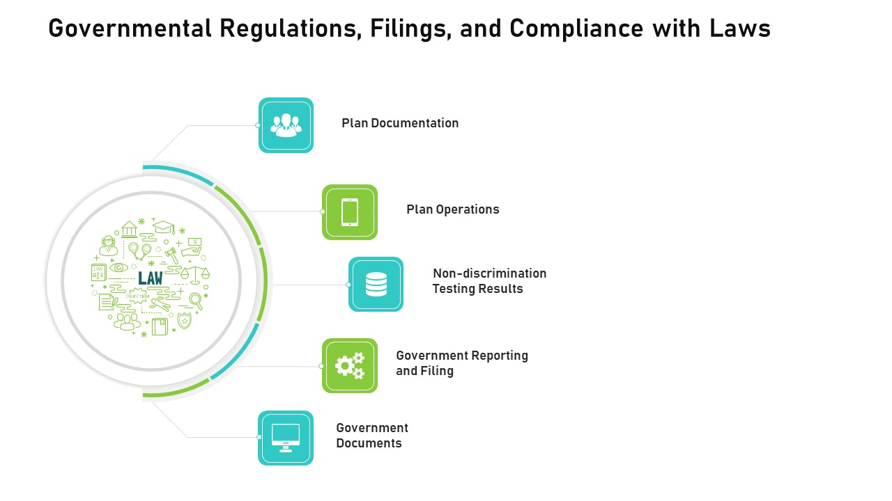 Audit Financial Investment Governmental Regulations Filings Compliance With Laws Infographics PDF