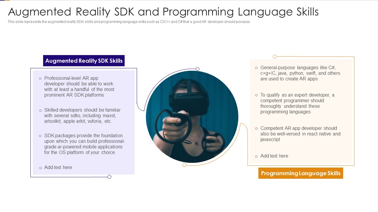 Augmented Reality SDK And Programming Language Skills Ppt PowerPoint Presentation Gallery Guidelines PDF