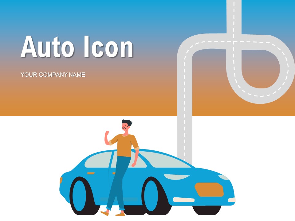 Auto Icon Representing Damaged Car Passing Ppt PowerPoint Presentation Complete Deck