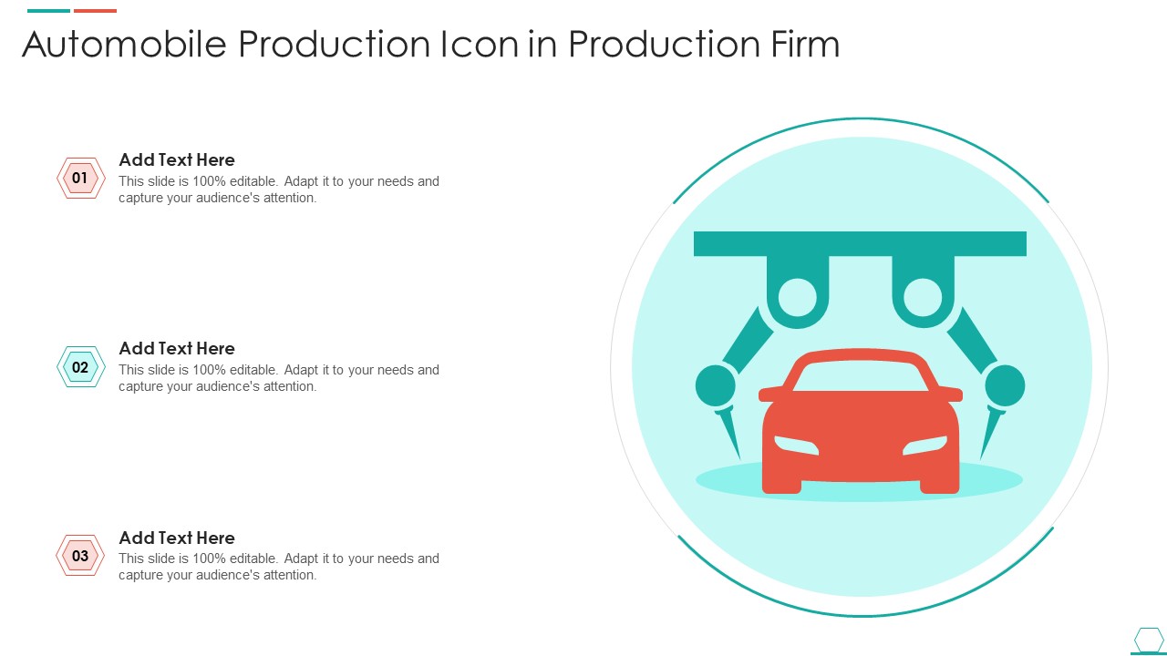 Automobile Production Icon In Production Firm Diagrams PDF