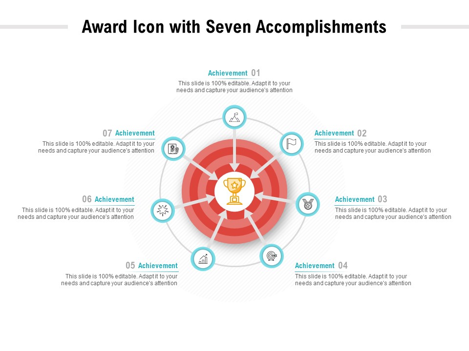 Award Icon With Seven Accomplishments Ppt PowerPoint Presentation Professional Outline