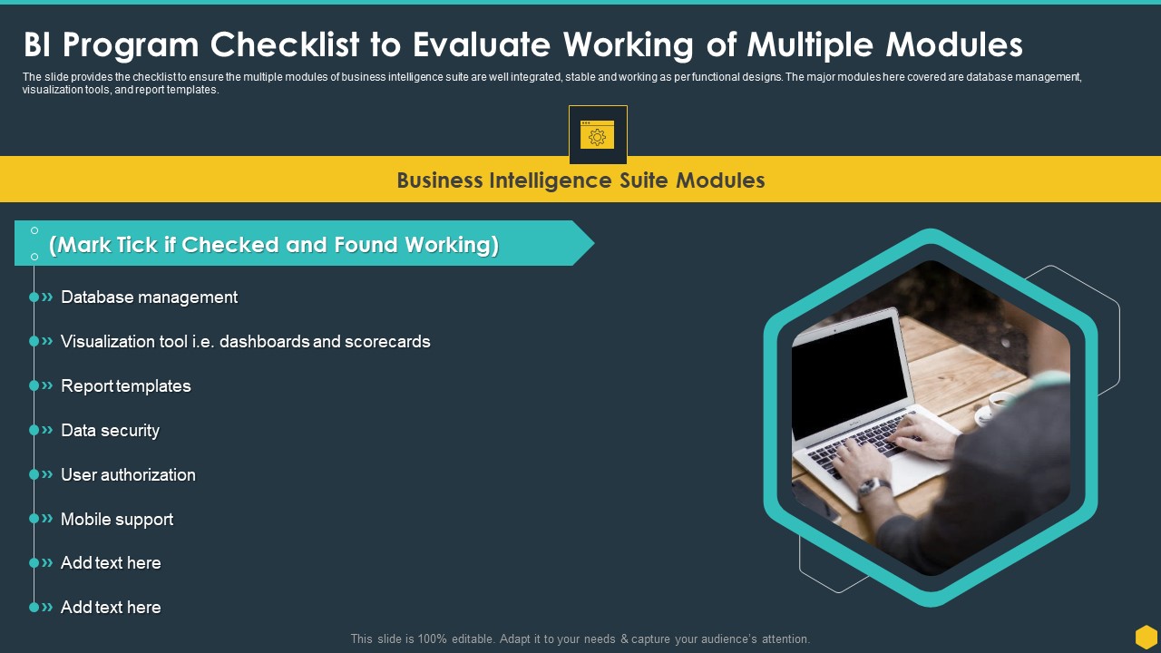 BI Program Checklist To Evaluate Working Of Multiple Modules BI Transformation Toolset Mockup PDF