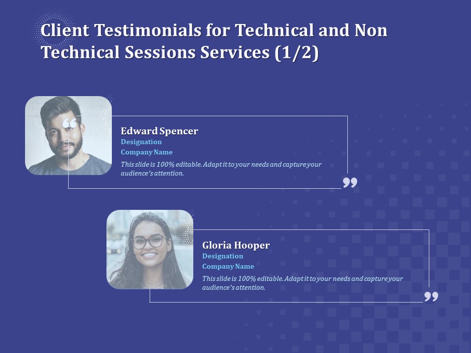Balancing Skill Development Client Testimonials For Technical And Non Technical Sessions Services Management Slides PDF